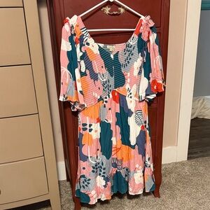 JODIFL Pink and Blue Textured dress